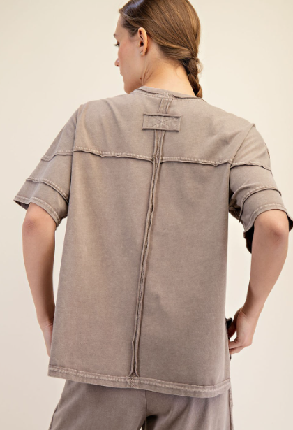 Short Sleeve Top with Stitch Seam Detail