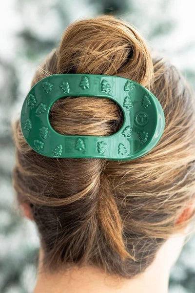 Oh Christmas Tree Flat Round Hair Clip
