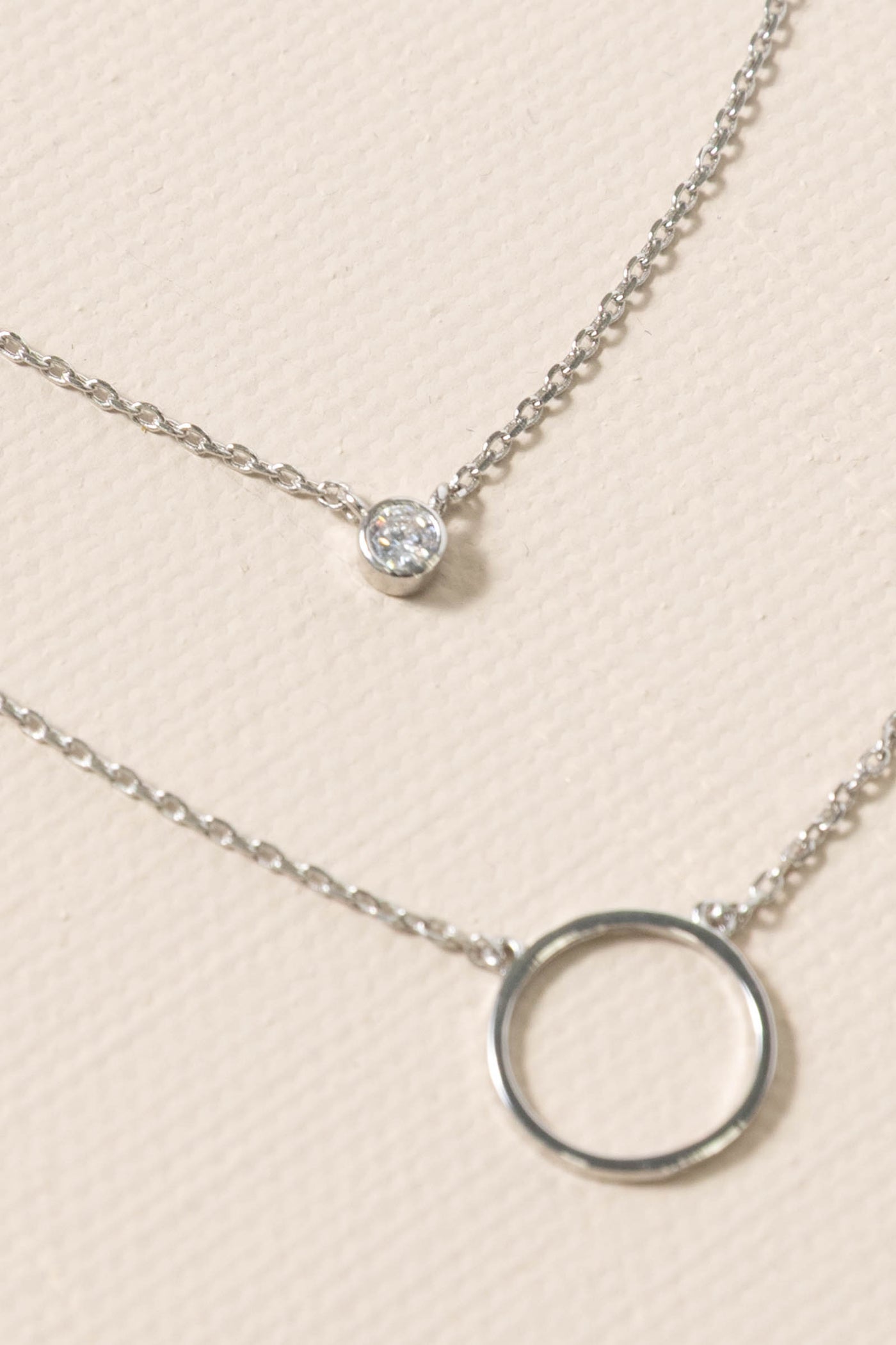 Silver Circle And Stone Necklace