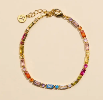 Multicolor Gold Tennis Bracelet with Extender