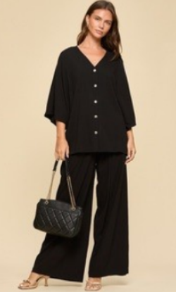 Vista Pant Set with V-Neck 3/4 Sleeve Top