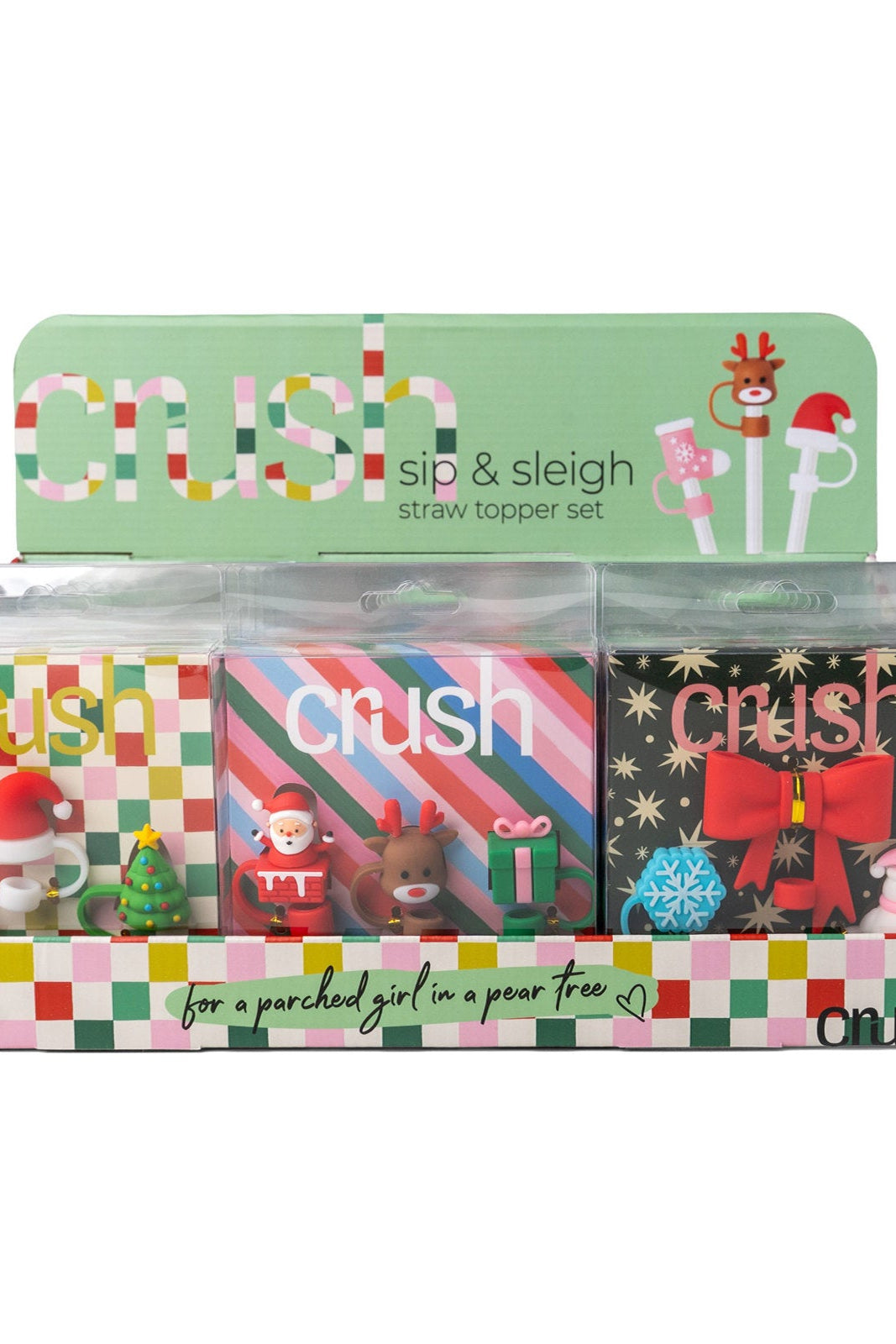 Crush Christmas Sip & Sleigh Straw Topper Set