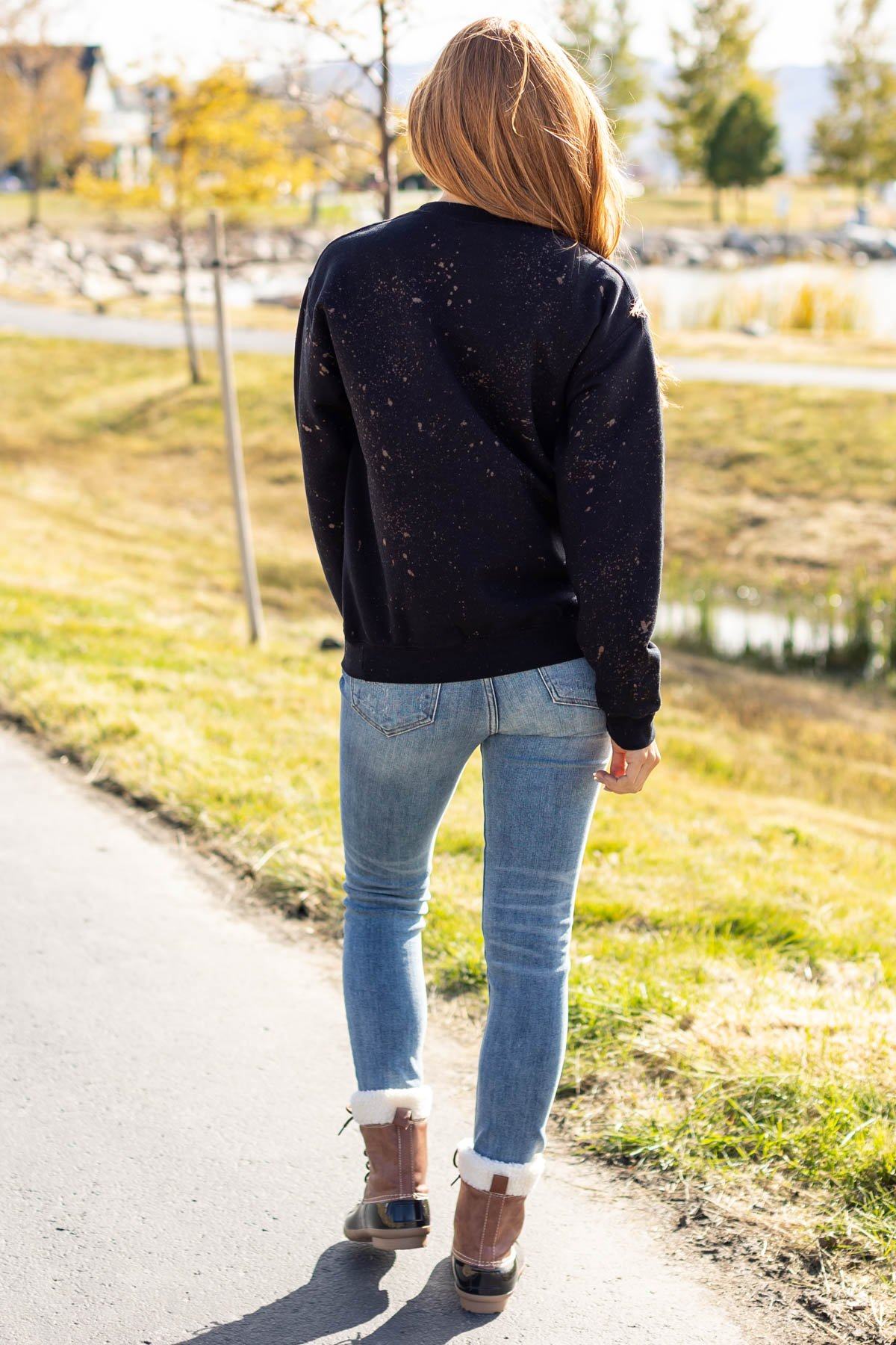 Black Bleached Not A Morning Person Sweatshirt - Filly Flair