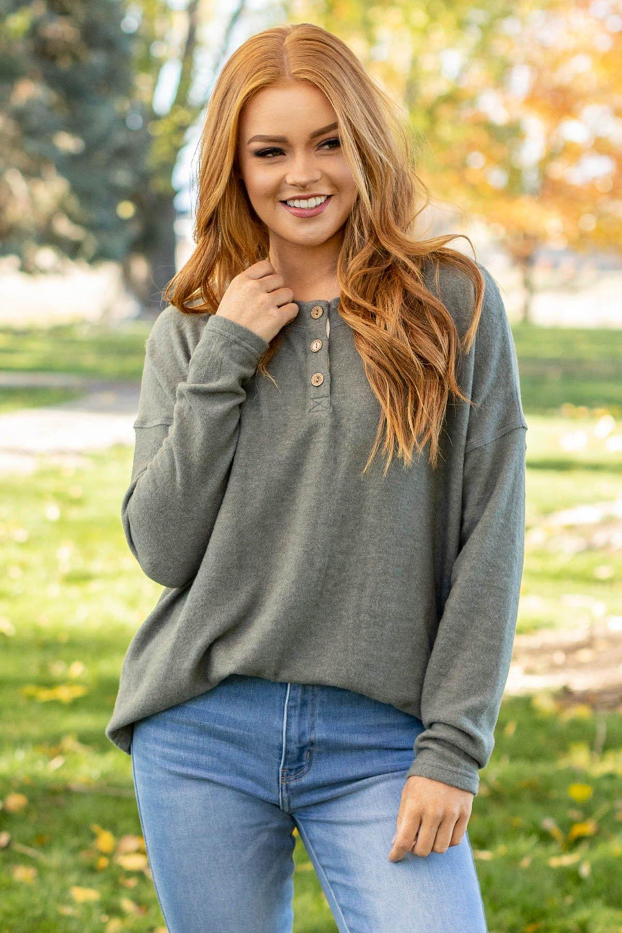 Sage Drop Shoulder Brushed Knit Top - Filly Flair