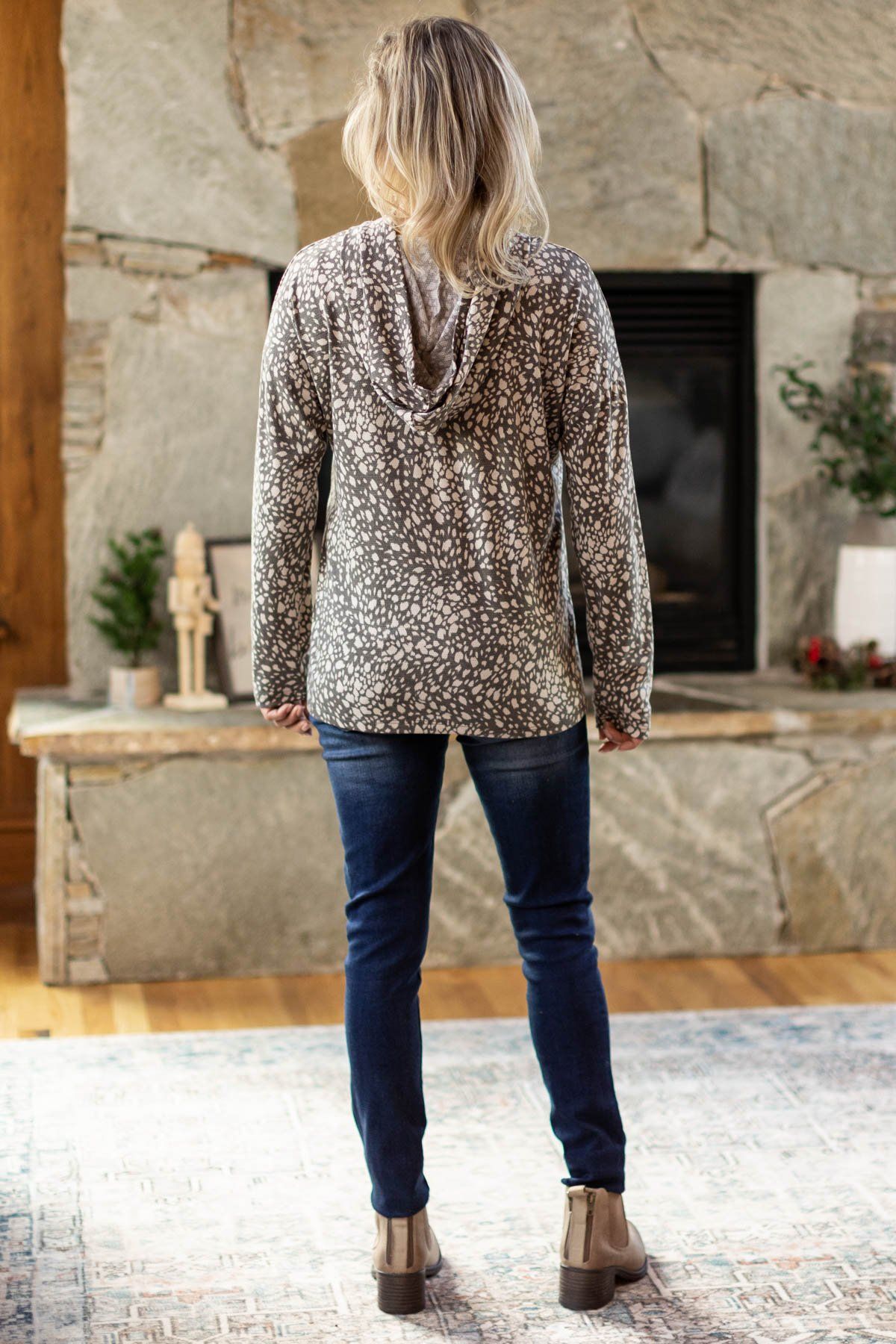 Grey and Taupe Abstract Animal Print Top - Filly Flair