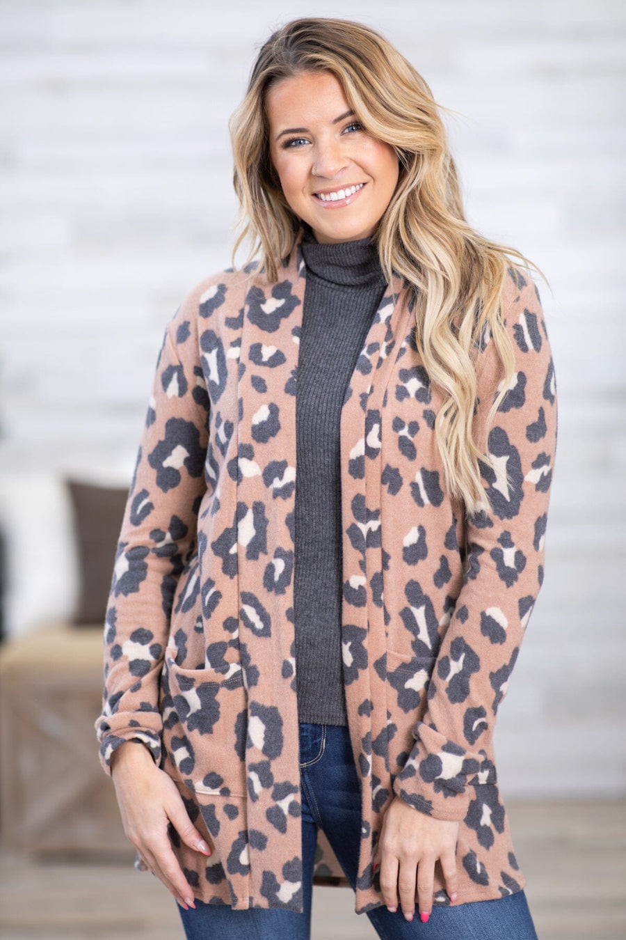 Mocha and Black Animal Print Cardigan - Filly Flair