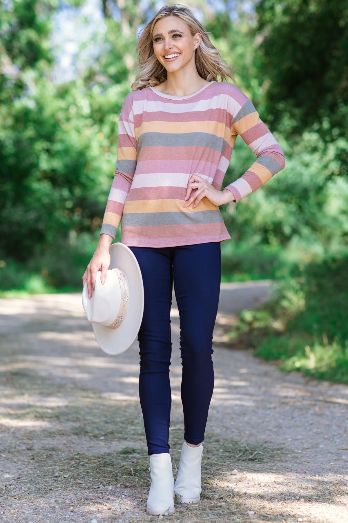 Terra Cotta and Mustard Multicolor Stripe Top - Filly Flair