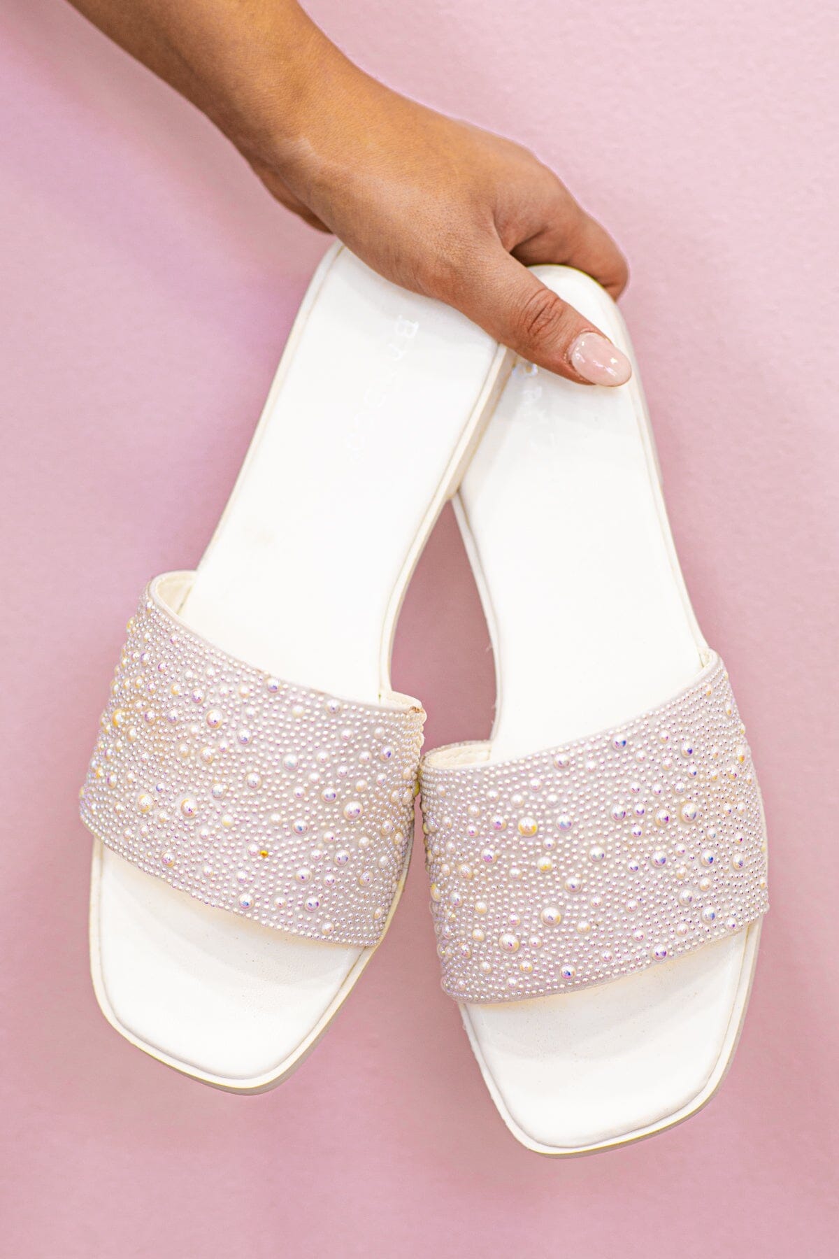 White Sandals With Pearl Detail - Filly Flair