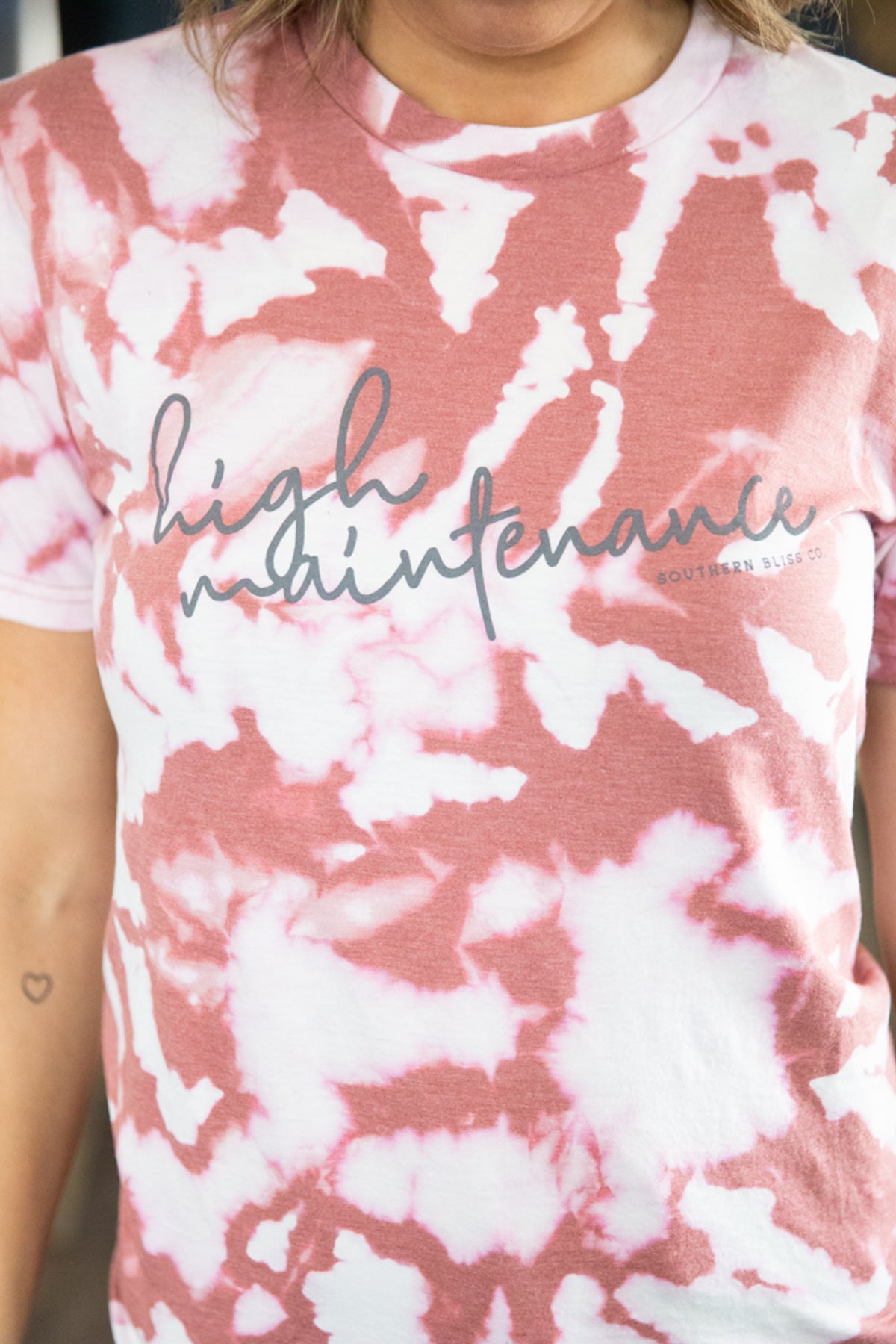 Pink Bleached High Maintenance Graphic Tee - Filly Flair