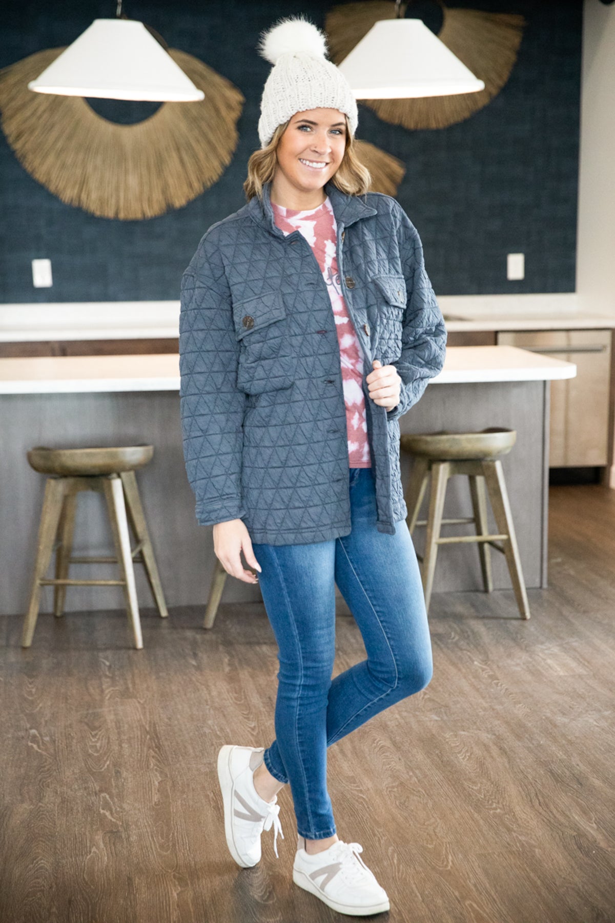 Slate Blue Quilted Shacket - Filly Flair
