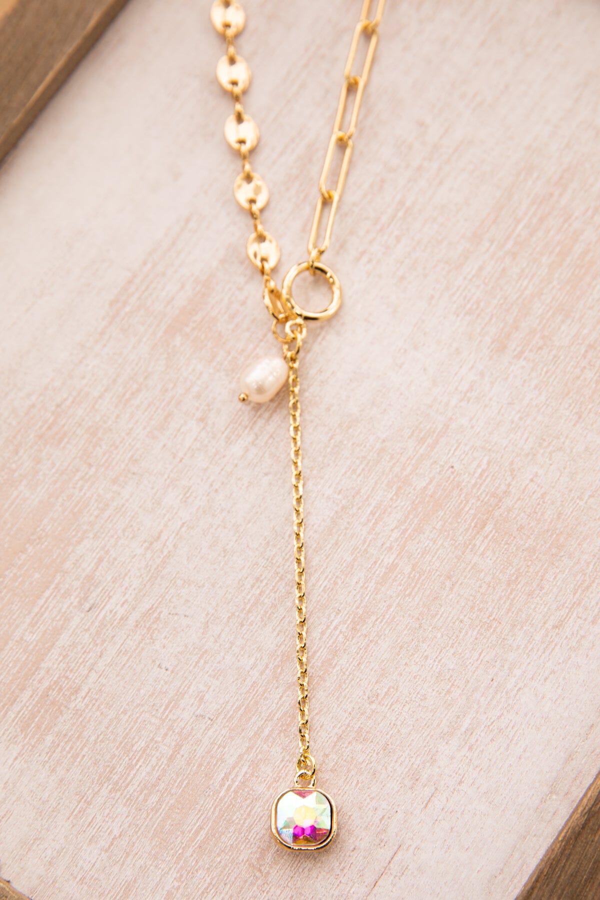 Gold Pearl and Rhinestone Necklace - Filly Flair