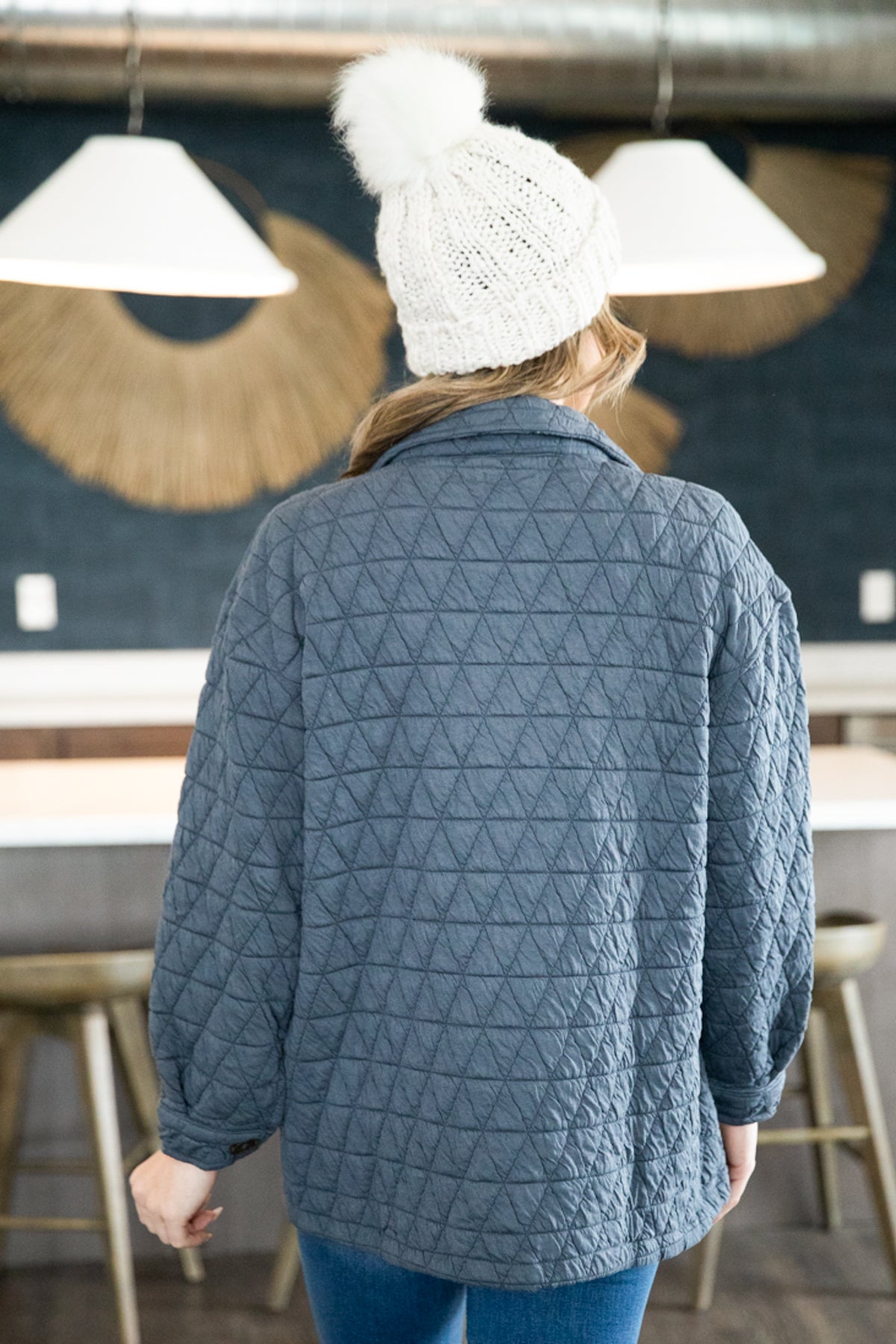 Slate Blue Quilted Shacket - Filly Flair