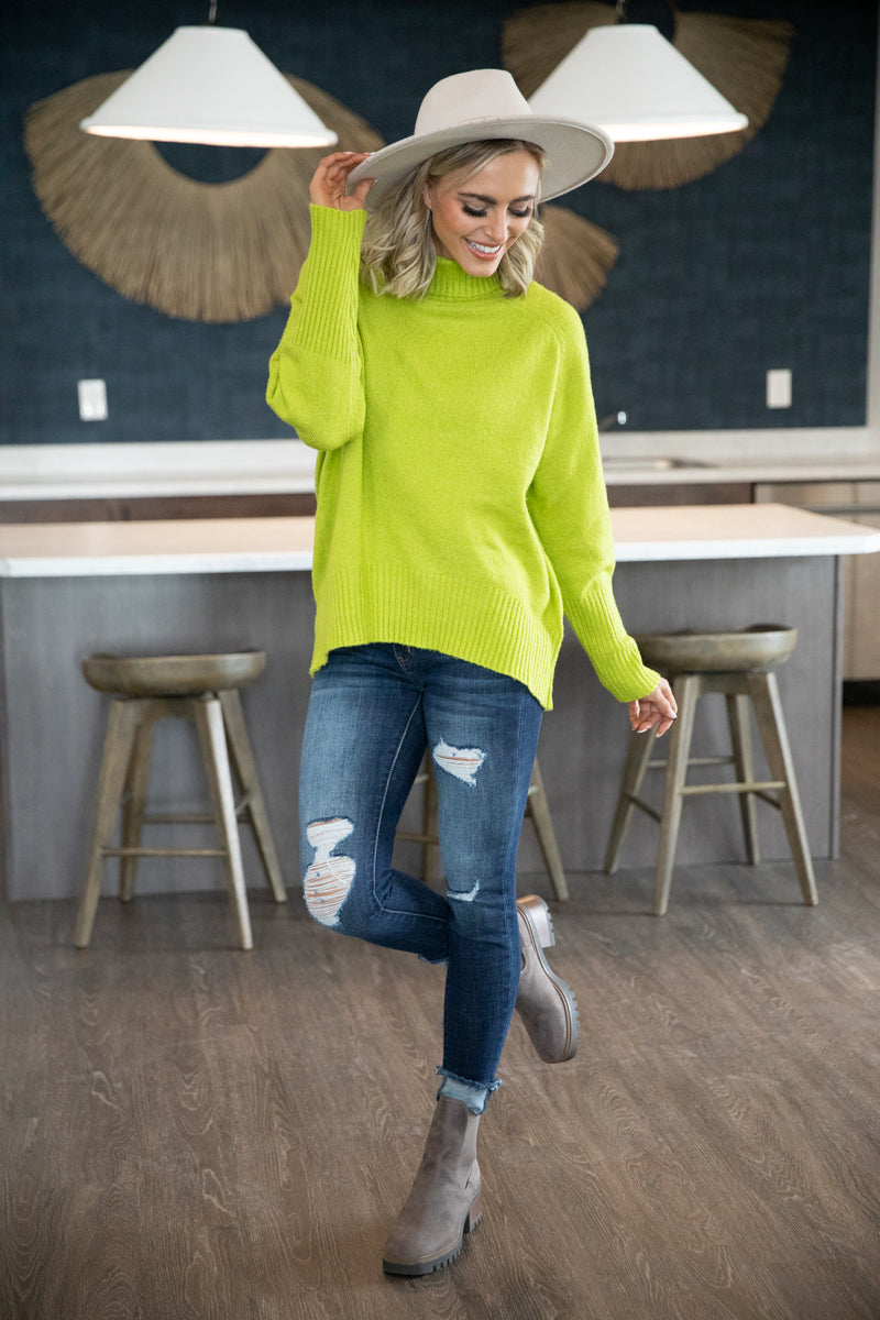 Light Olive Mock Neck Sweater - Filly Flair