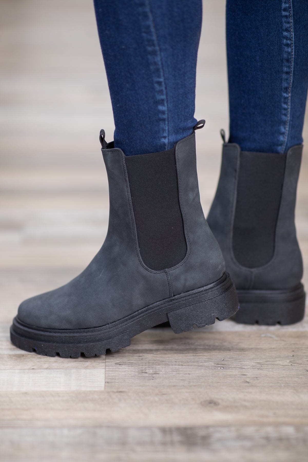 Graphite and Black Lug Sole Boots - Filly Flair