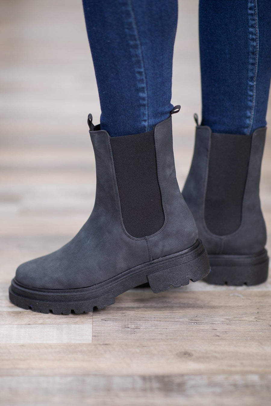 Graphite and Black Lug Sole Boots - Filly Flair