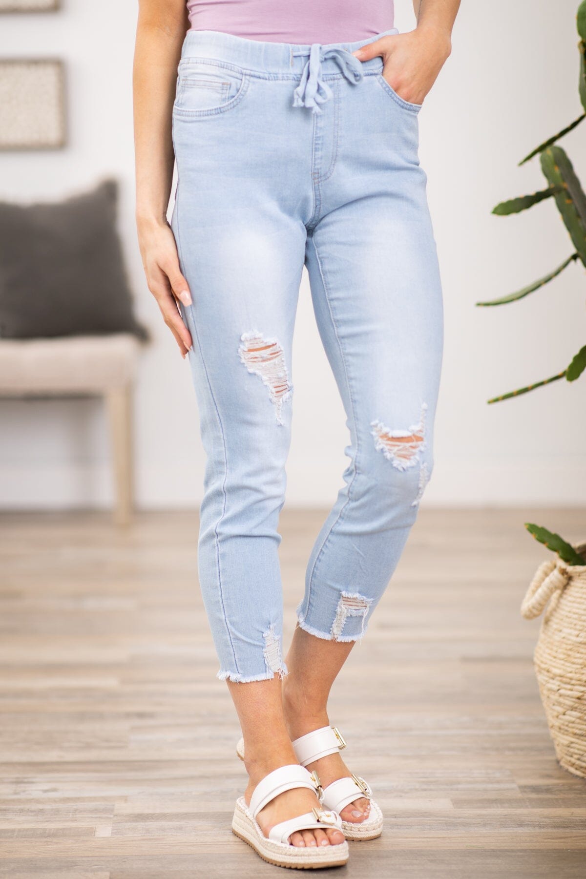 YMI Light Wash Ankle Jogger Jeans - Filly Flair