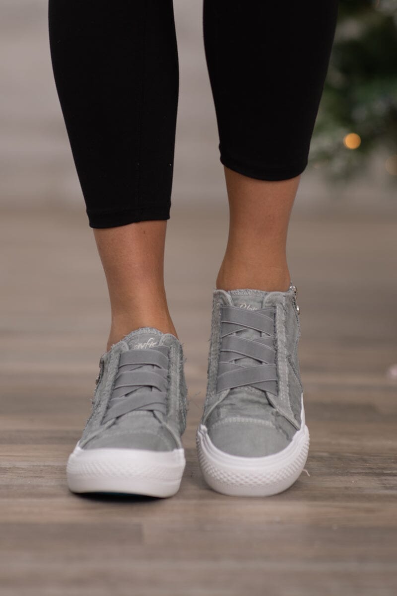 Light Grey Side Zip Sneaker Wedge - Filly Flair