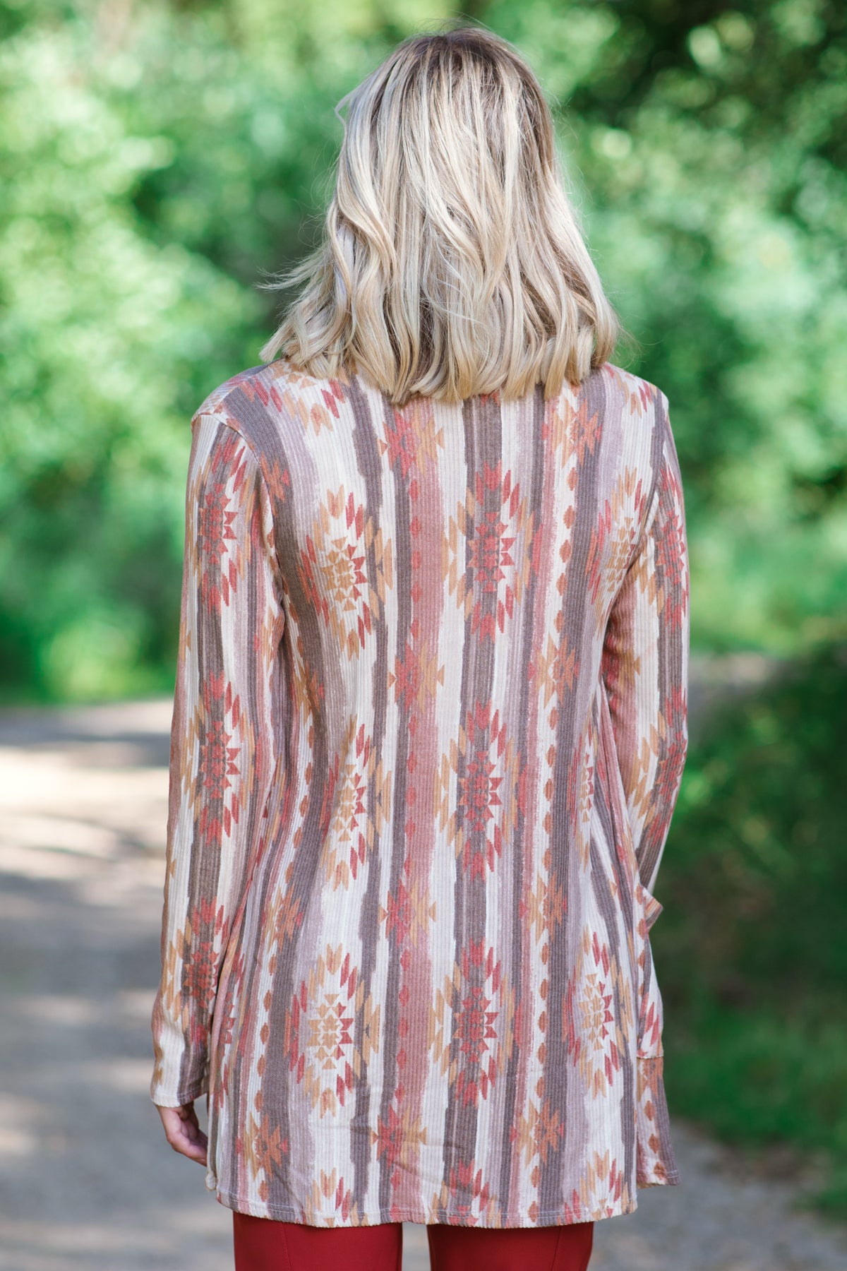Mocha and Rust Aztec Print Cardigan - Filly Flair