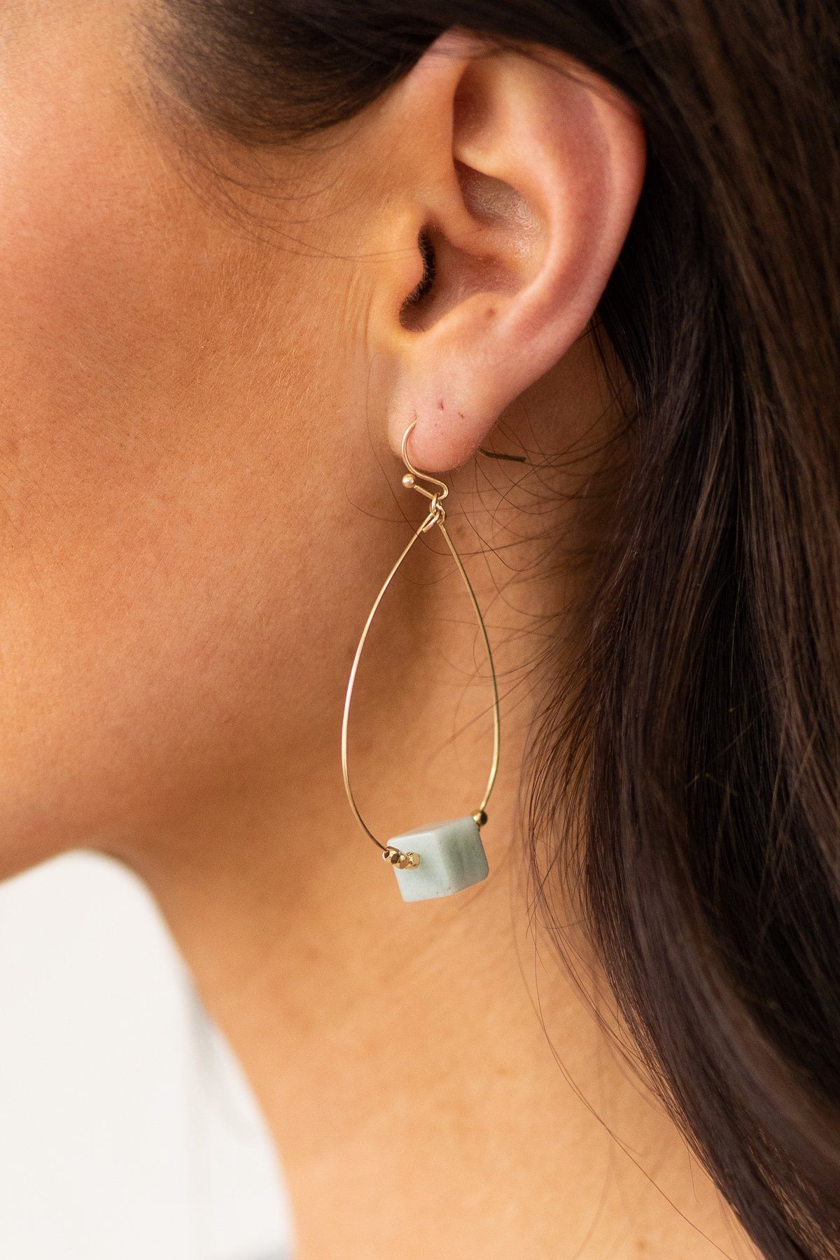 Mint Square Stone Teardrop Earrings - Filly Flair