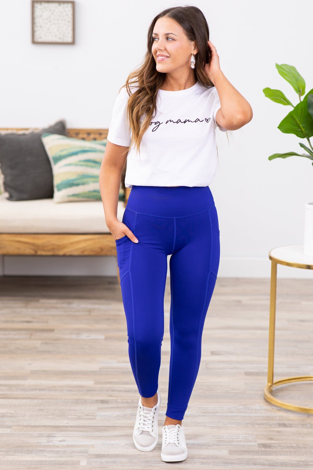Cobalt Athletic Leggings With Pocket - Filly Flair