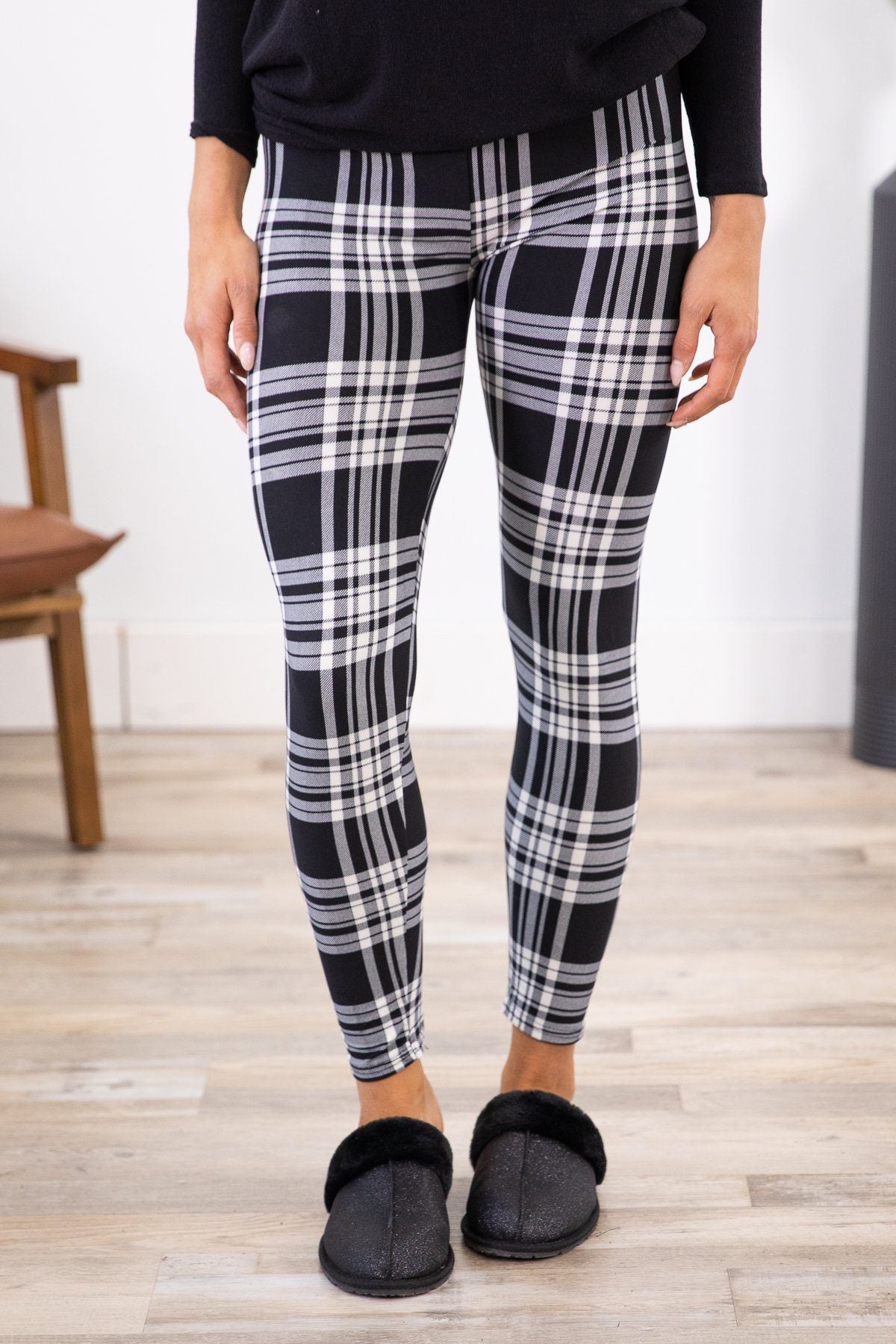 Black and White Plaid Leggings - Filly Flair