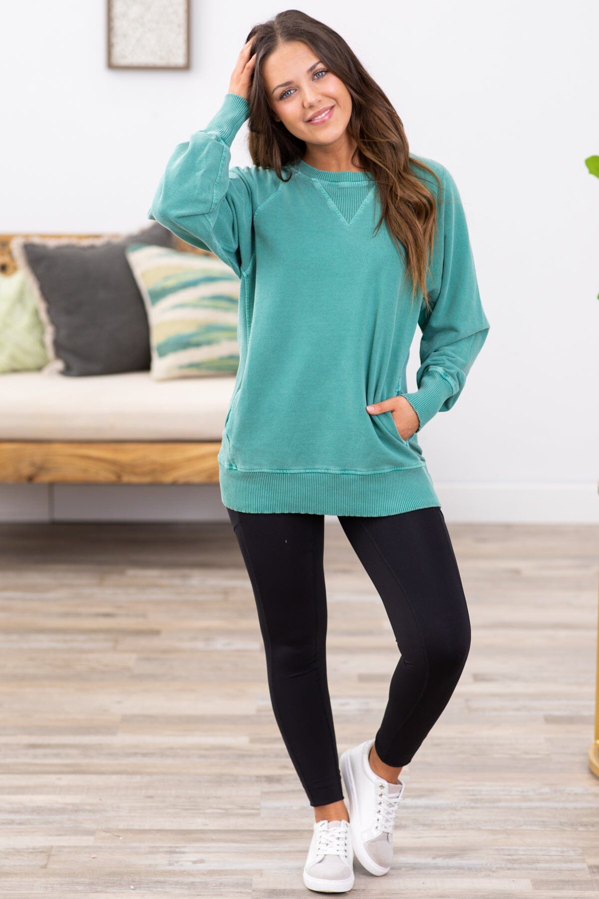 Mint Pigment Dyed Sweatshirt - Filly Flair