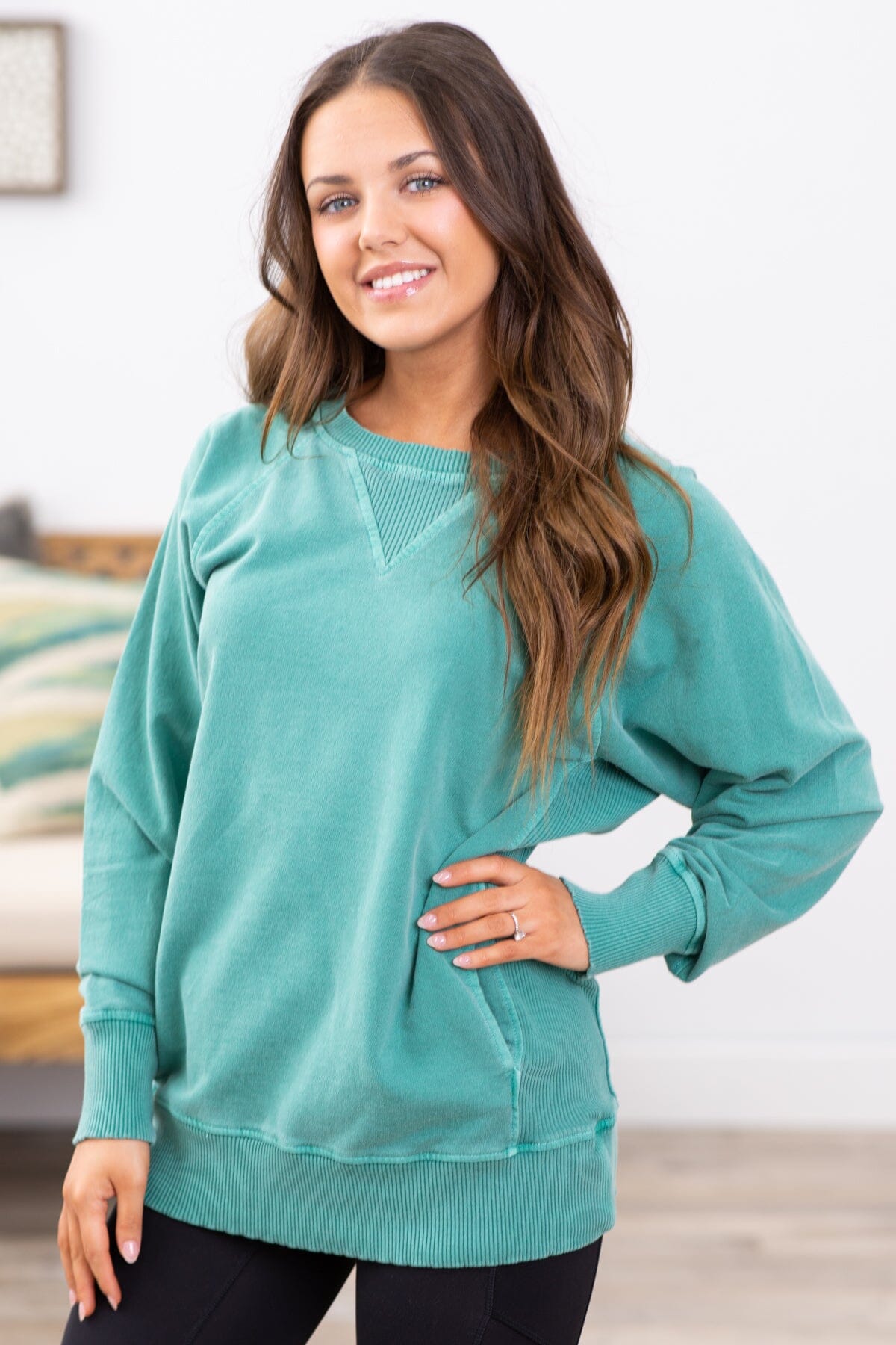 Mint Pigment Dyed Sweatshirt - Filly Flair