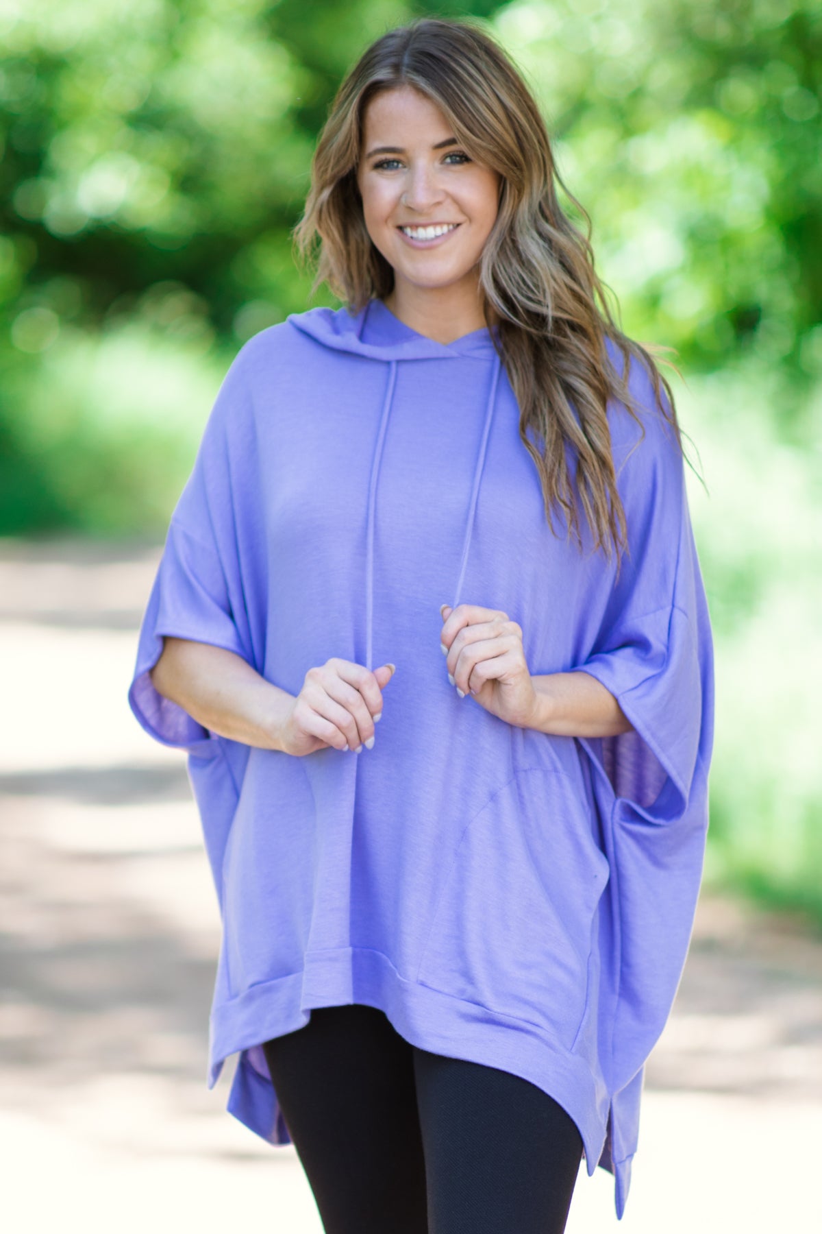 Lavender Drop Shoulder Hooded Top - Filly Flair