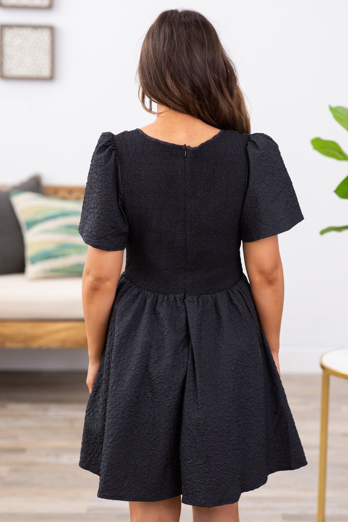 Black Flutter Sleeve Built In Shorts Dress - Filly Flair