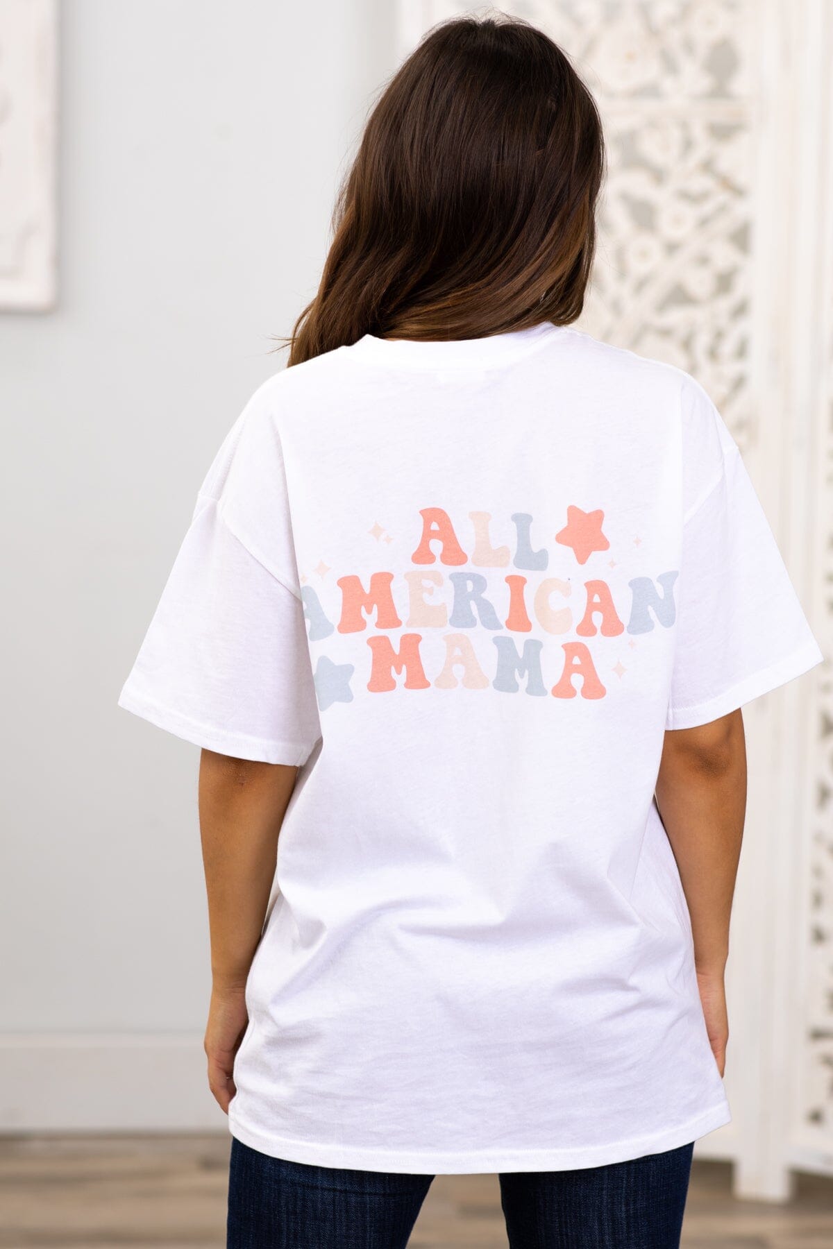 White All American Mama Graphic Tee - Filly Flair