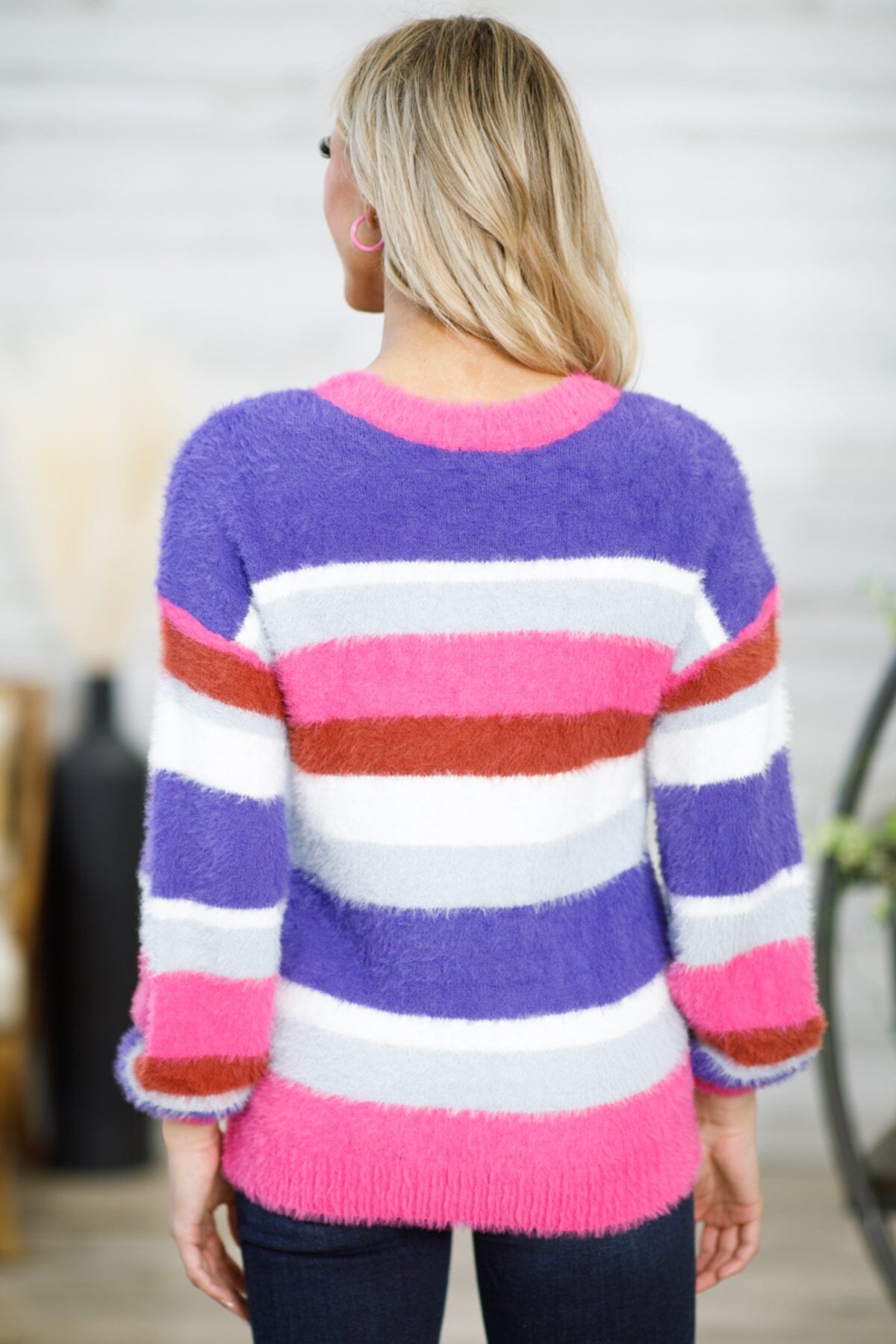 Hot Pink and Purple Multicolor Stripe Sweater - Filly Flair