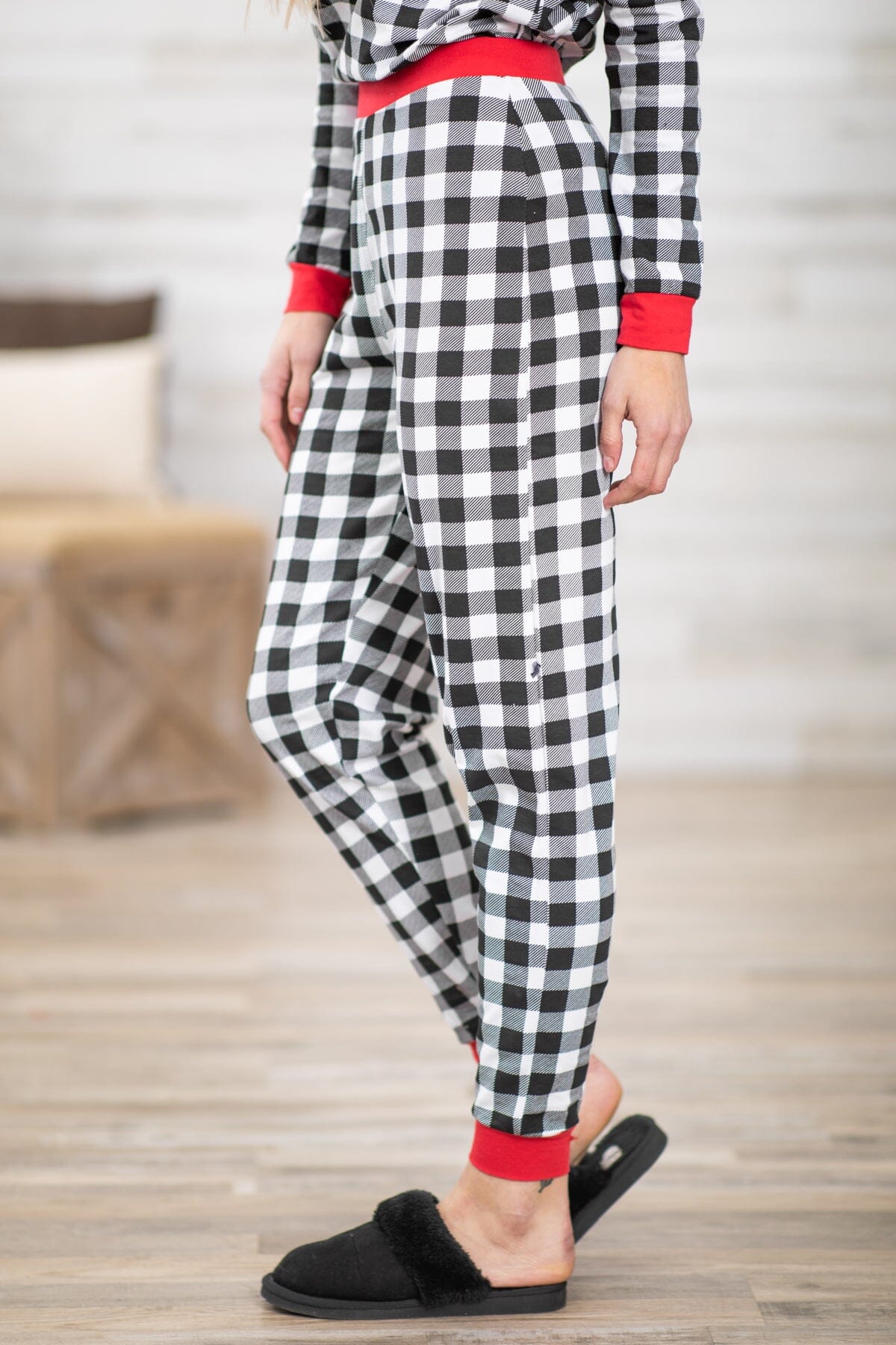 Black and White Buffalo Plaid Lounge Set · Filly Flair
