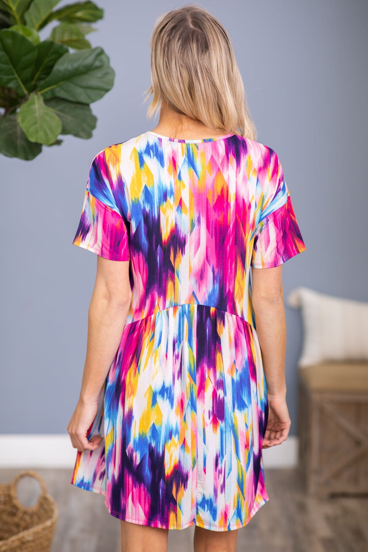 Hot Pink and Cobalt Multicolor Tie Dye Dress - Filly Flair
