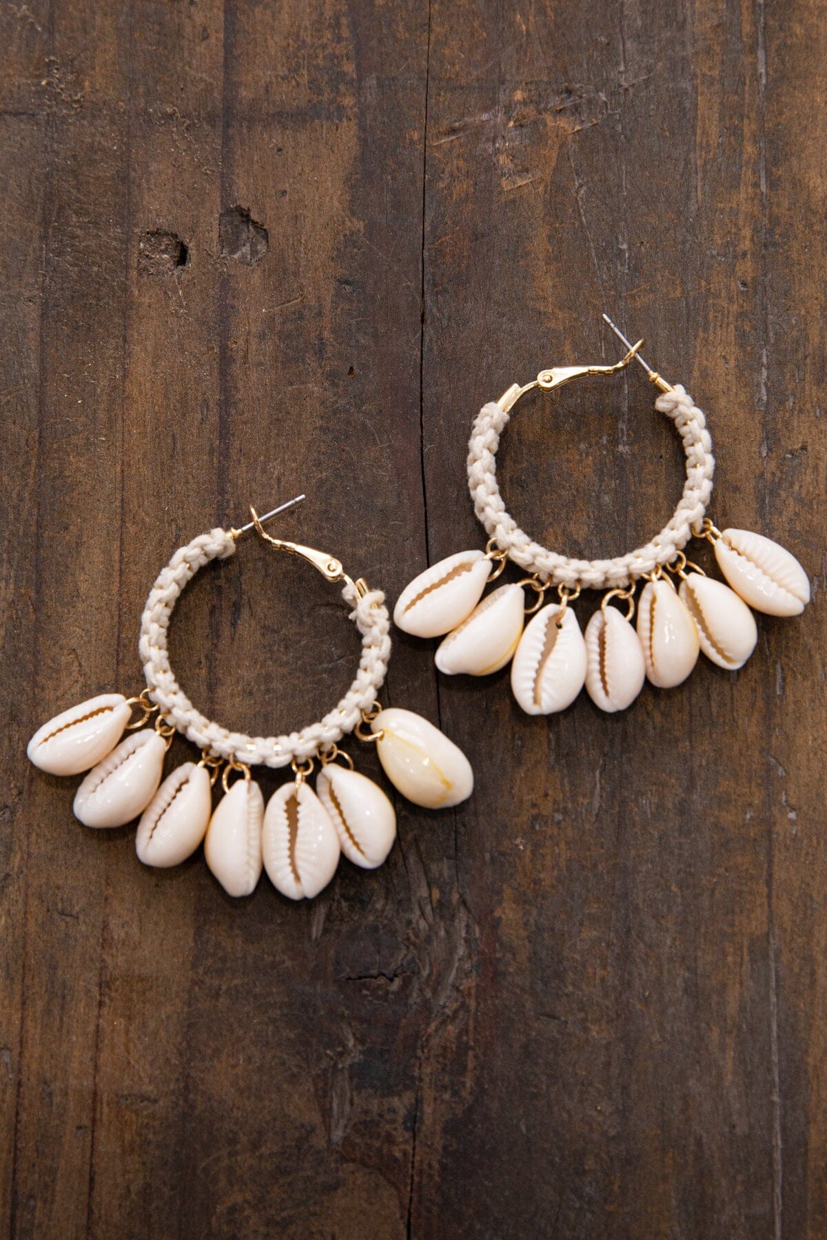 Cream Shell Hoop Earrings - Filly Flair