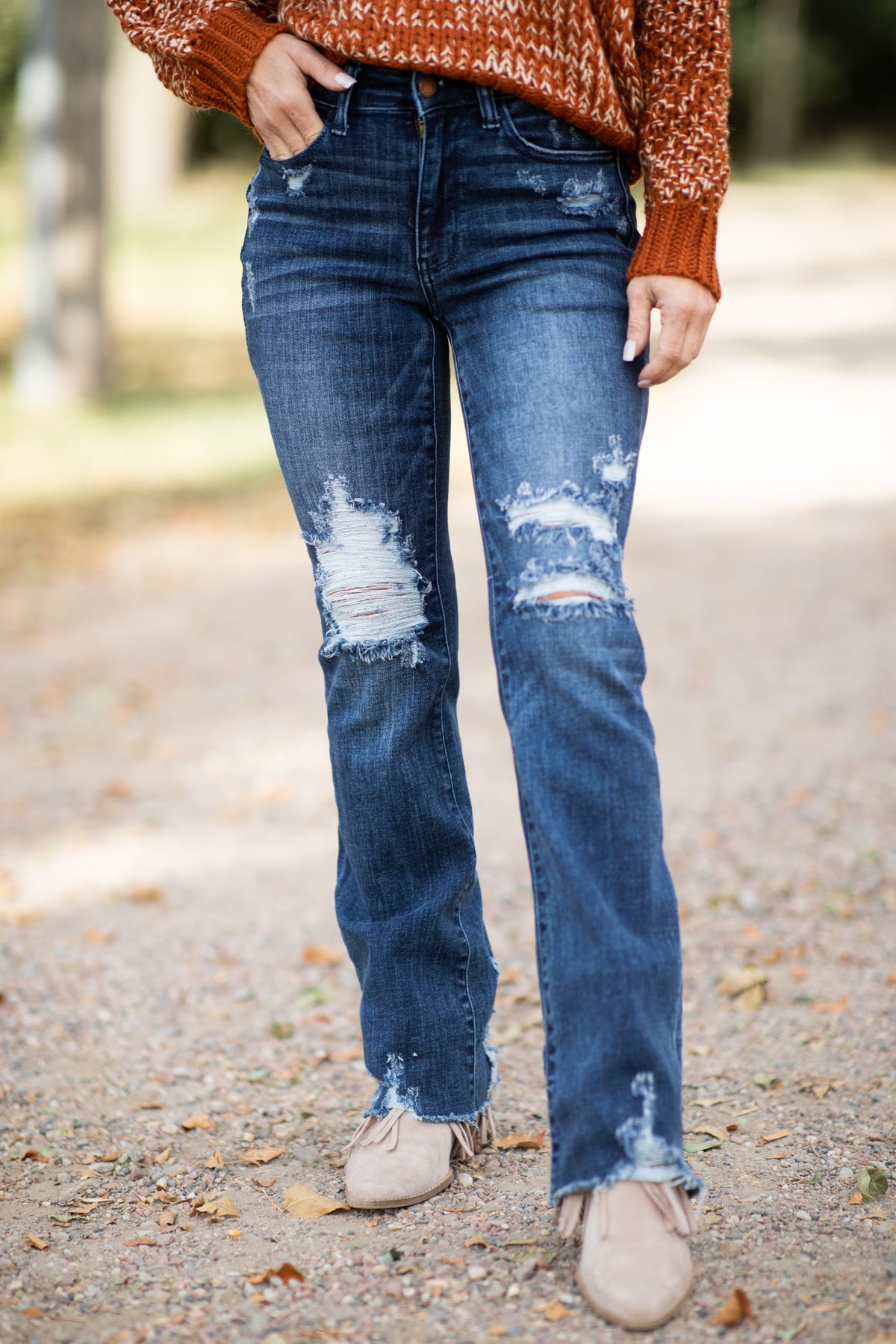 Judy Blue Slim Fit Distressed Bootcut Jeans - Filly Flair