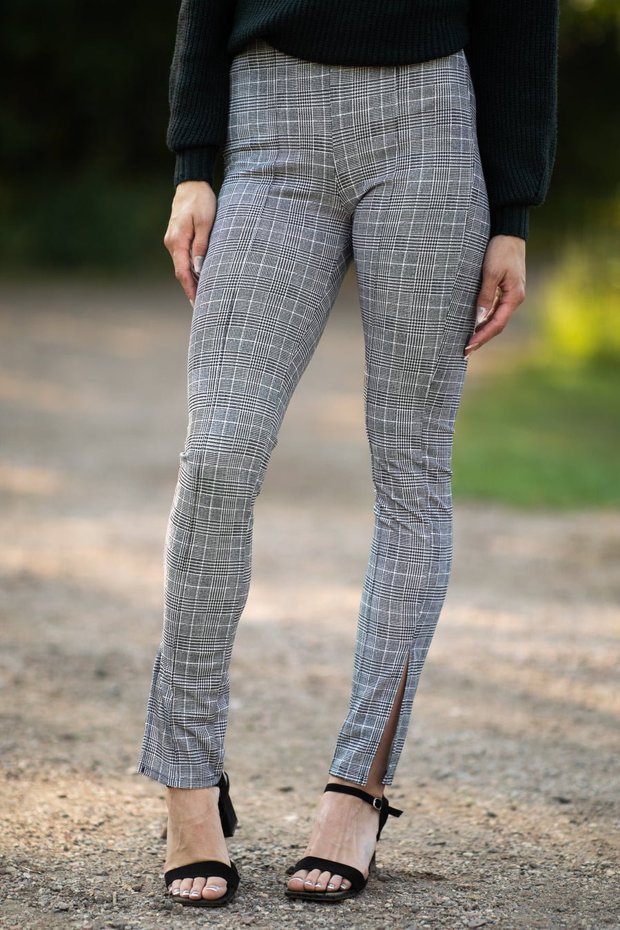 Black and White Plaid Pull On Pants - Filly Flair