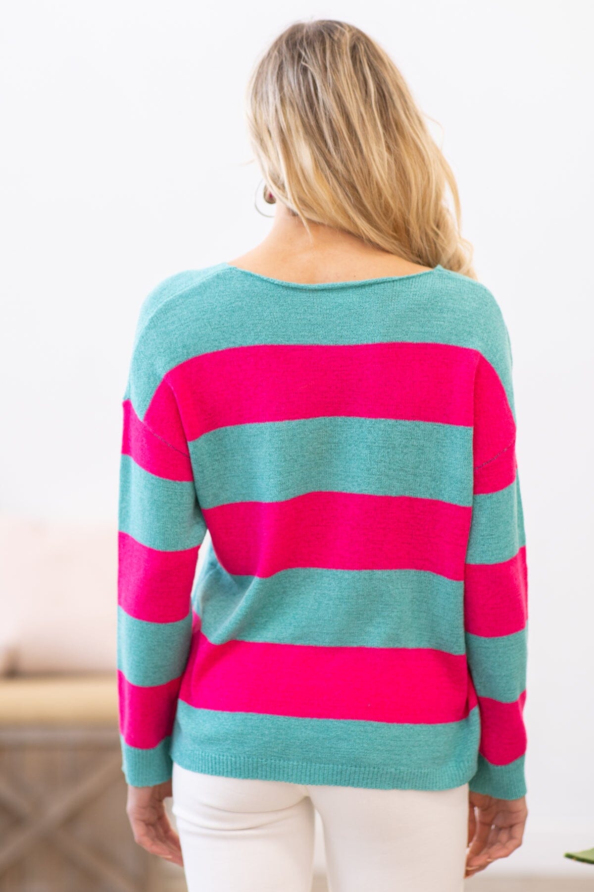 Fuchsia and Mint Rugby Stripe Top - Filly Flair