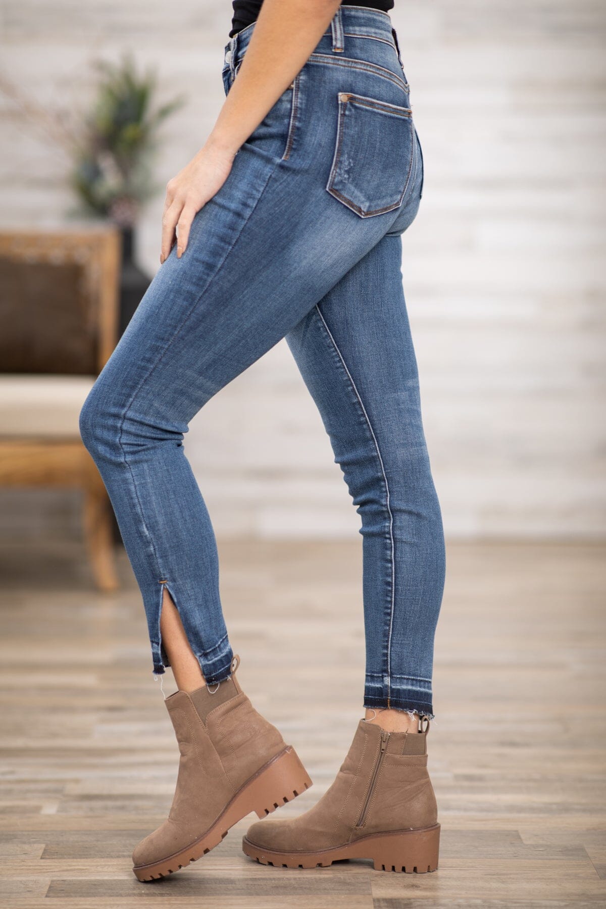 Judy Blue Release Hem Side Slit Skinny Jeans - Filly Flair