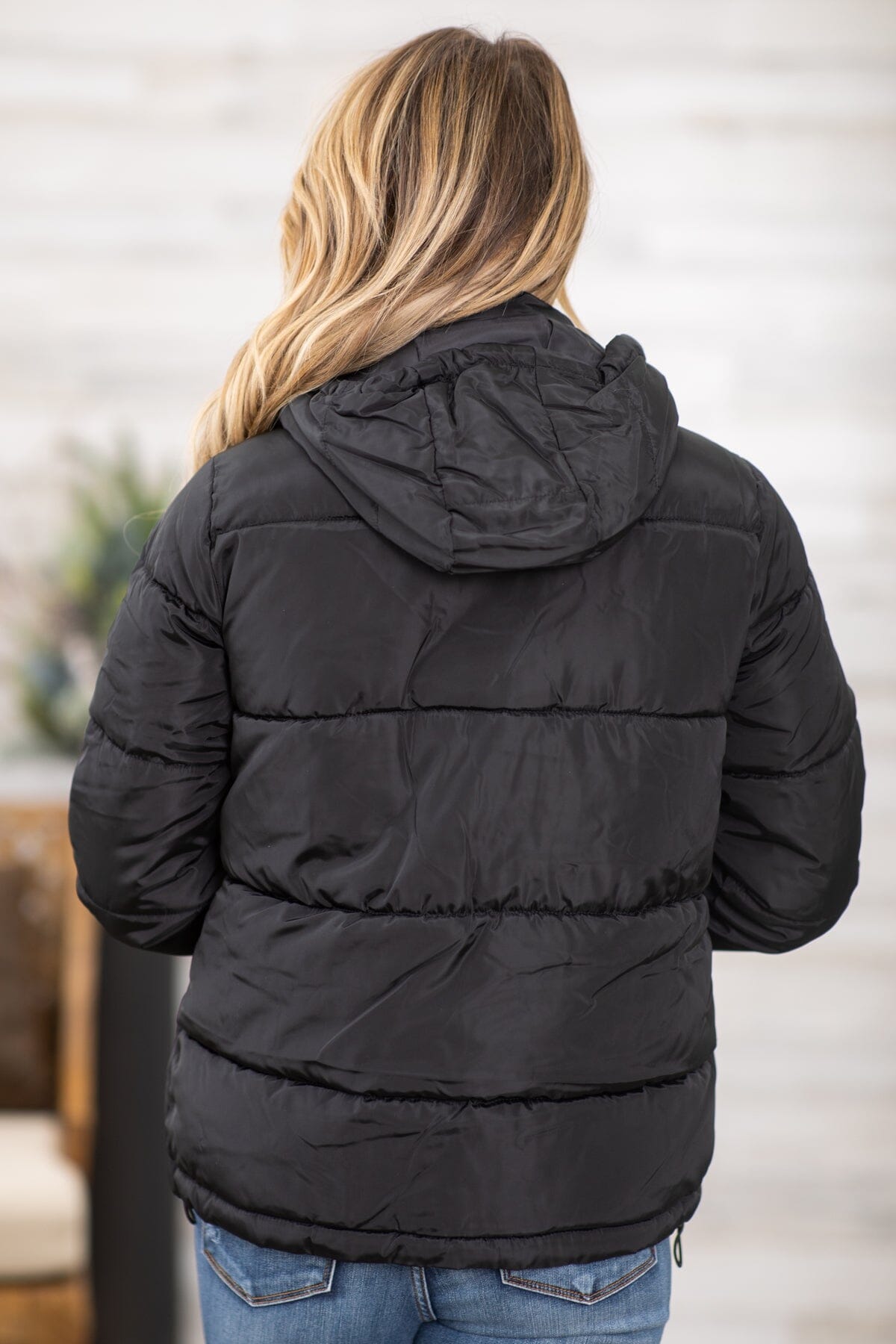 Black Channel Quilted Puffer Jacket - Filly Flair