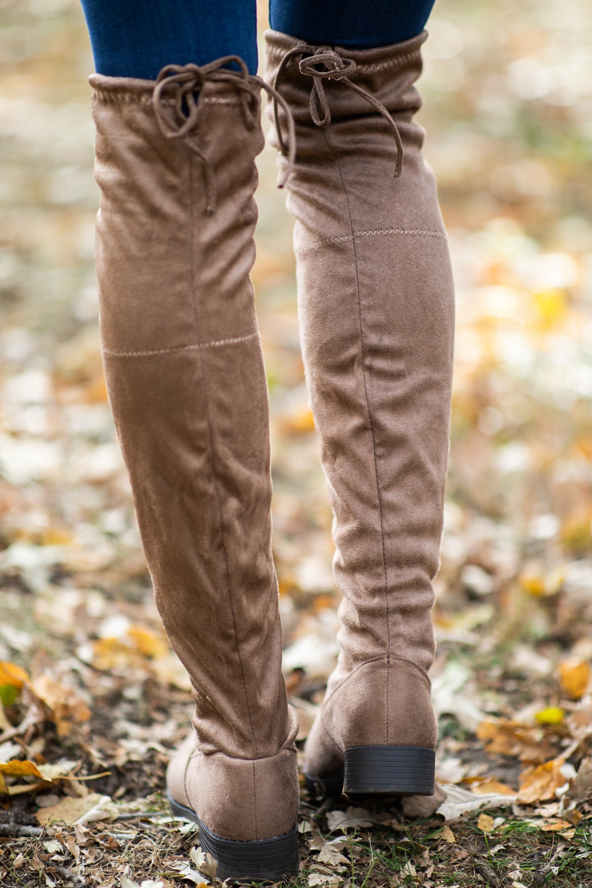 Taupe Knee High Faux Suede Boots · Filly Flair