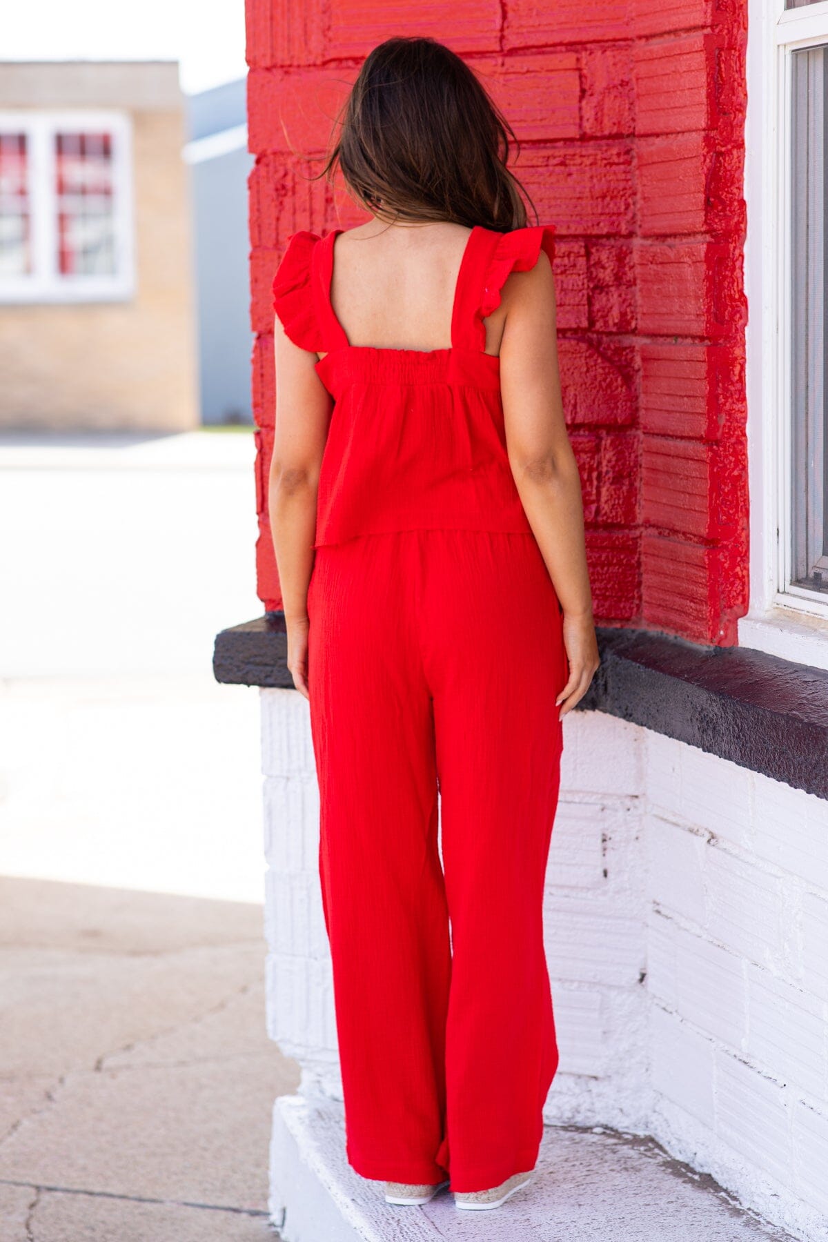 Red Tank and Wide Leg Pant Set - Filly Flair