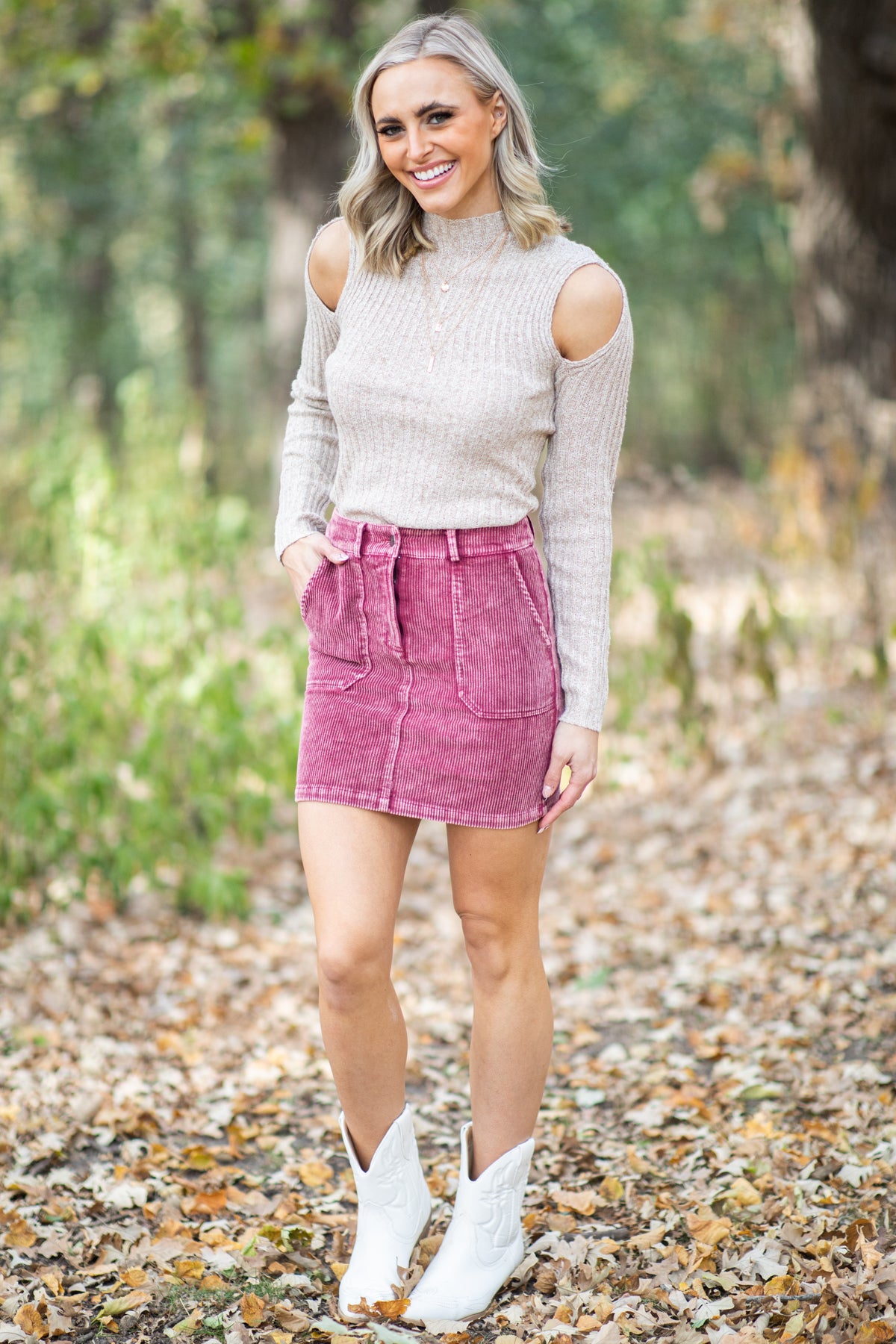 Oatmeal Lightweight Sweater With Cutouts - Filly Flair