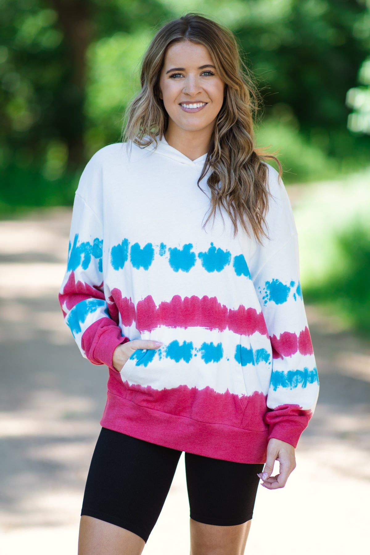 Raspberry and Turquoise Tie Dye Hoodie - Filly Flair