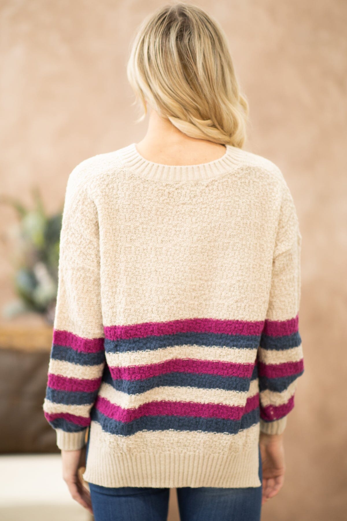 Oatmeal Multicolor Stripe Sweater - Filly Flair
