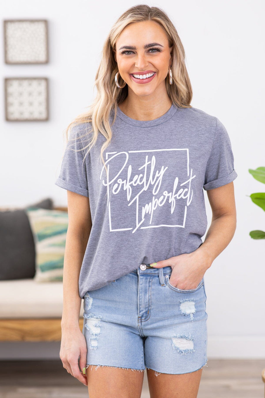Heather Grey Perfectly Imperfect Graphic Tee - Filly Flair