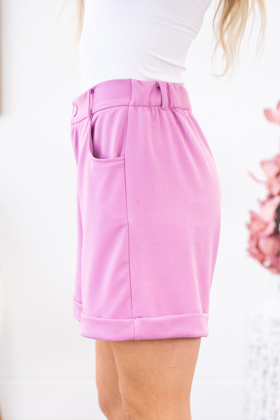 Orchid Cuffed Shorts - Filly Flair