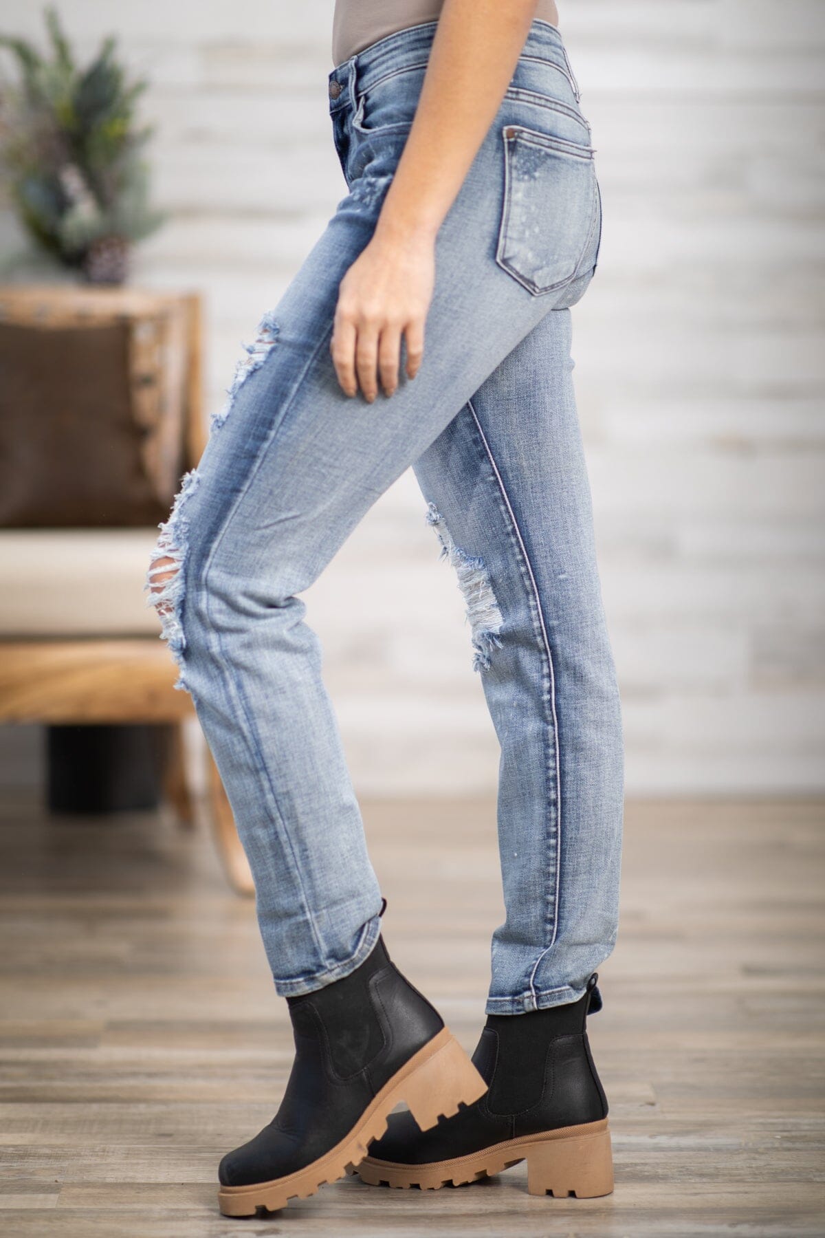 Judy Blue Bleached Distressed Boyfriend Jeans - Filly Flair