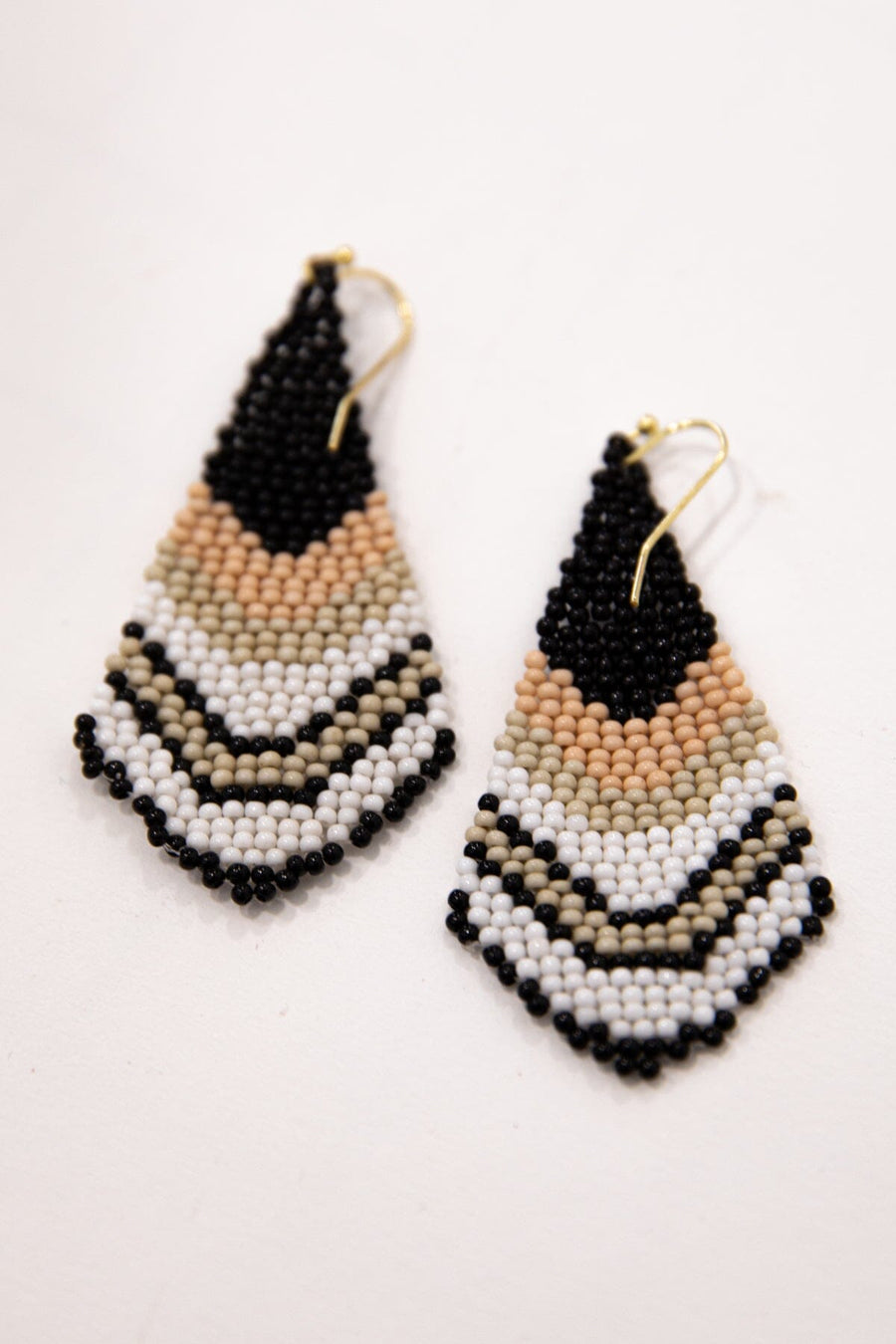 Black Multicolor Seed Bead Triangle Earrings - Filly Flair