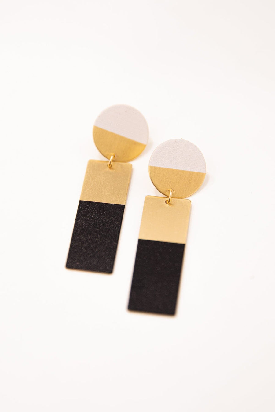 Black and Gold Two Tone Rectangle Earrings - Filly Flair
