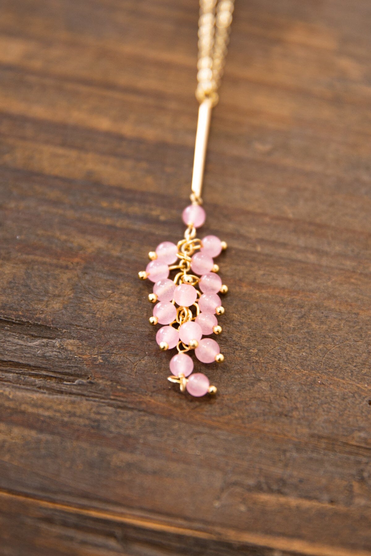 Gold and Blush Cluster Beaded Y Necklace - Filly Flair
